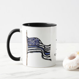 Polisen Thin Blue Line American Flagga Monogram Na Mugg
