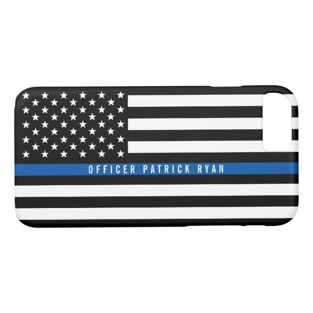 Polisen Thin Blue Line American Flagga Monogrammed Case-Mate iPhone Skal (Baksida (horisontal))