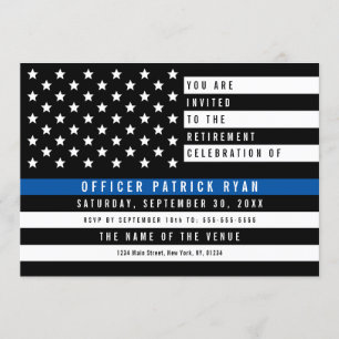 Polisen Thin Blue Line American Flagga Pension Inbjudningar