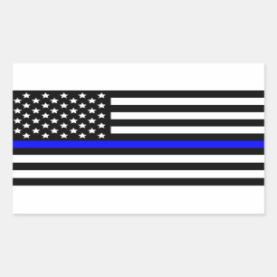 Polisen Thin Blue Line American Flagga Rektangulärt Klistermärke