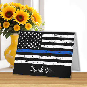 Polisen Thin Blue Line American Flagga Tack Kort