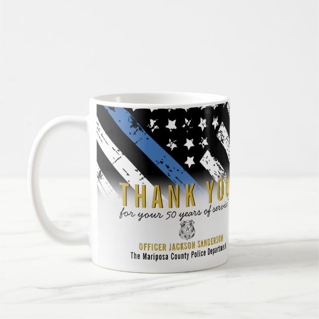 Polisen Thin Blue Line American Tack Kaffemugg (Vänster)