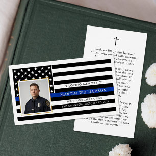 Polisen Thin Blue Line Flag Sympati Bönekort Visitkort