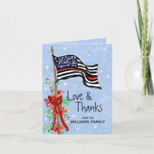 Polisen Thin Red Line Flagga Holly-familjen Namn Tack Kort