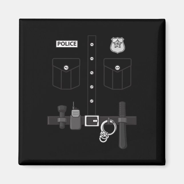 Polisen Uniform Halloween Kids Boys 1 Magnet (Framsidan)