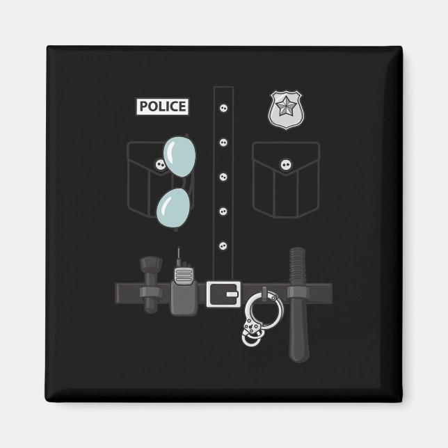 Polisen Uniform Halloween Kids Boys Magnet (Framsidan)