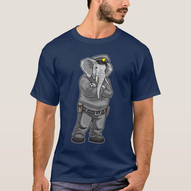 Polisen vid Elephant Cop T Shirt (Framsida)