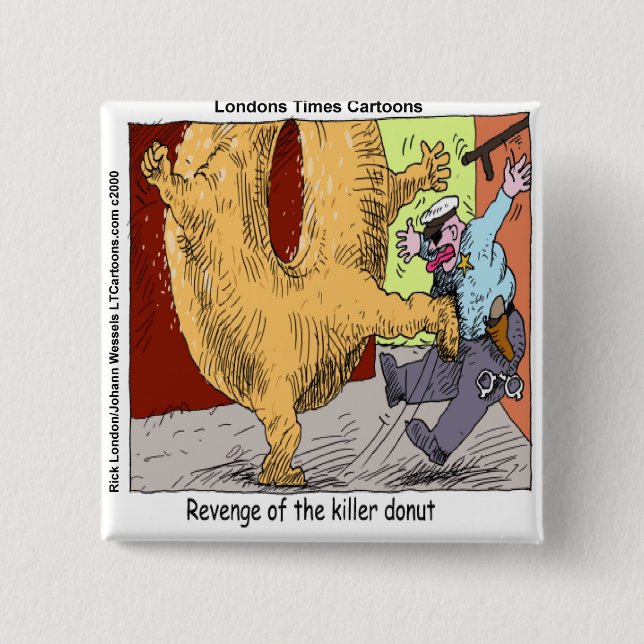 Polisen Vs Donut Funny Tecknad Knapp (Framsida)