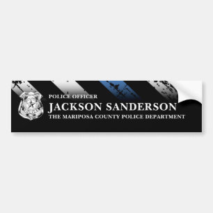 Polisens avdelnings Thin Blue Line-logotyp Bildekal