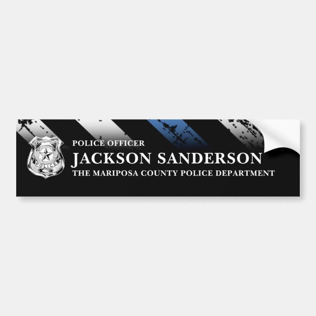 Polisens avdelnings Thin Blue Line-logotyp Bildekal (Framsidan)