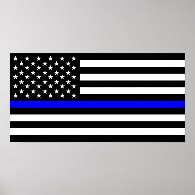 Polisens blå linje flagga usa förenade stater amer poster (Framsidan)