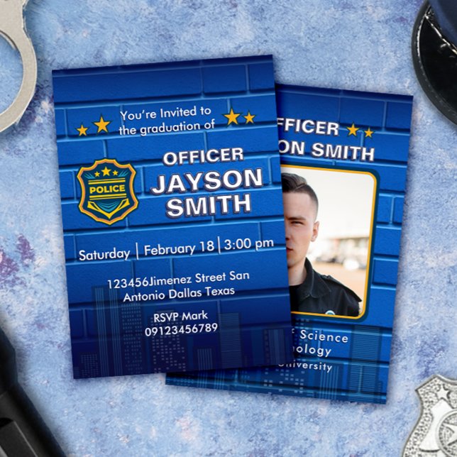 Polisens examensfest med foto inbjudningar (Skapare uppladdad)