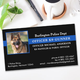 Polisens Hund K9 Enhet Tillsatta lagar Thin Blue L Visitkort