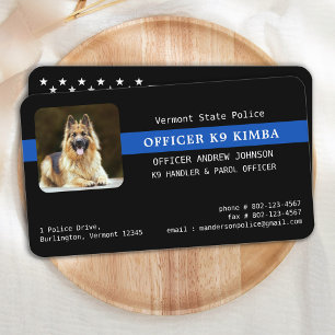 Polisens Hund K9-enhetspremie - tunn blå linje Visitkort