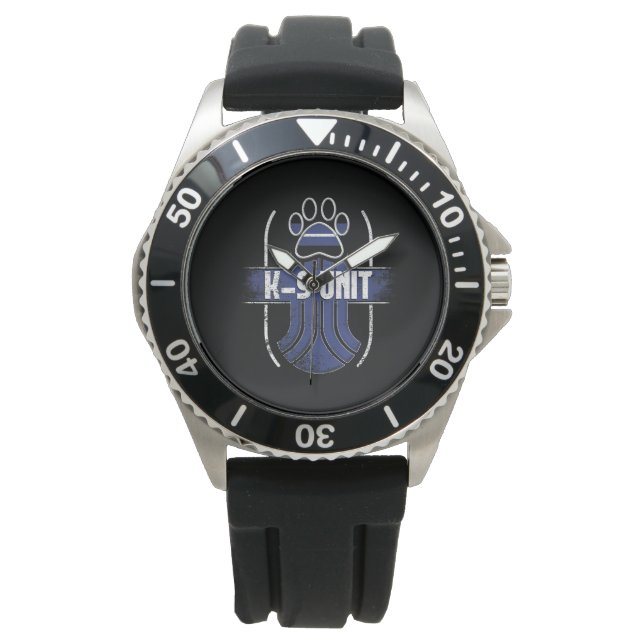 Polisens Hund K-9 Thin Blue Line Memorial Watch Armbandsur (Framsida)