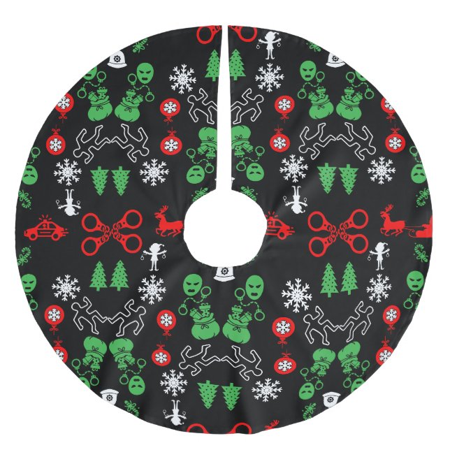 Polisens juldekoration julgransmatta borstad polyester (Framsidan)