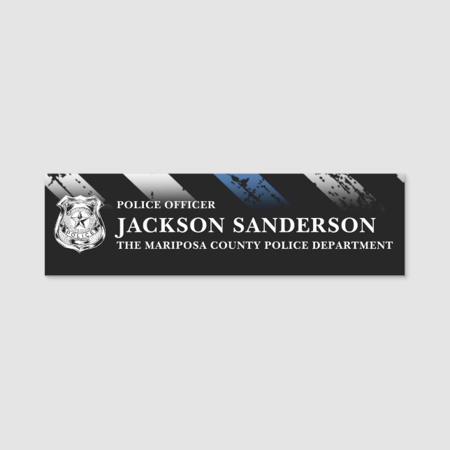 Polisens logotyp för Thin Blue Line Namnbricka (Framsida)