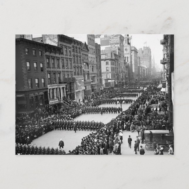 Polisens Parad den 5:e Ave, NYC: 1900 Vykort (Framsida)