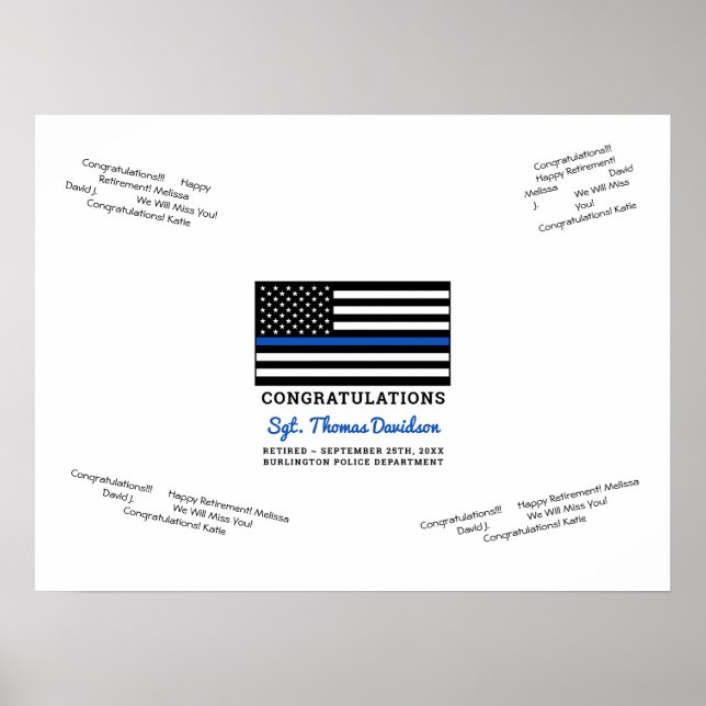 Polisens Pension Thin Blue Line Guest Bok Poster (Framsidan)