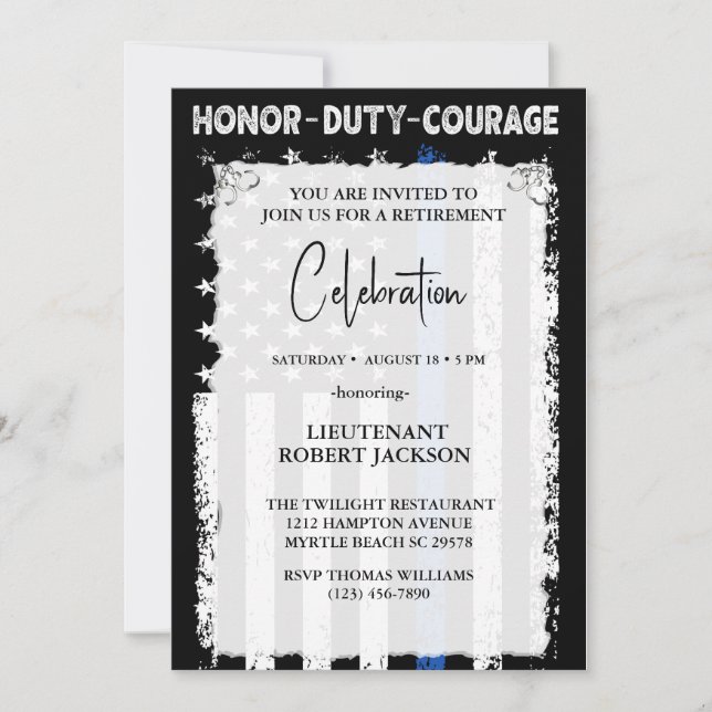 Polisens pensionsavslutning födelsedag inbjudningar (Framsida)