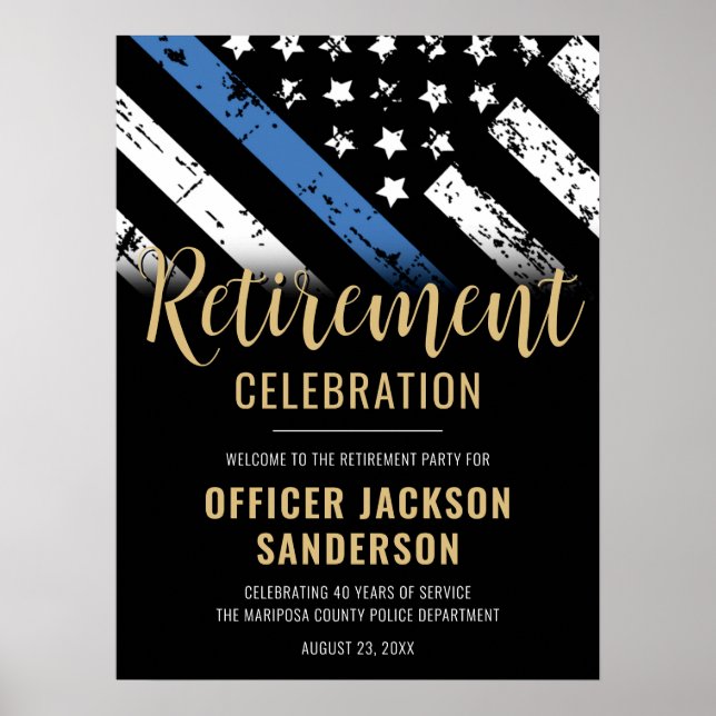 Polisens pensionsfest lagstadgad välkomsthälsning poster (Framsidan)
