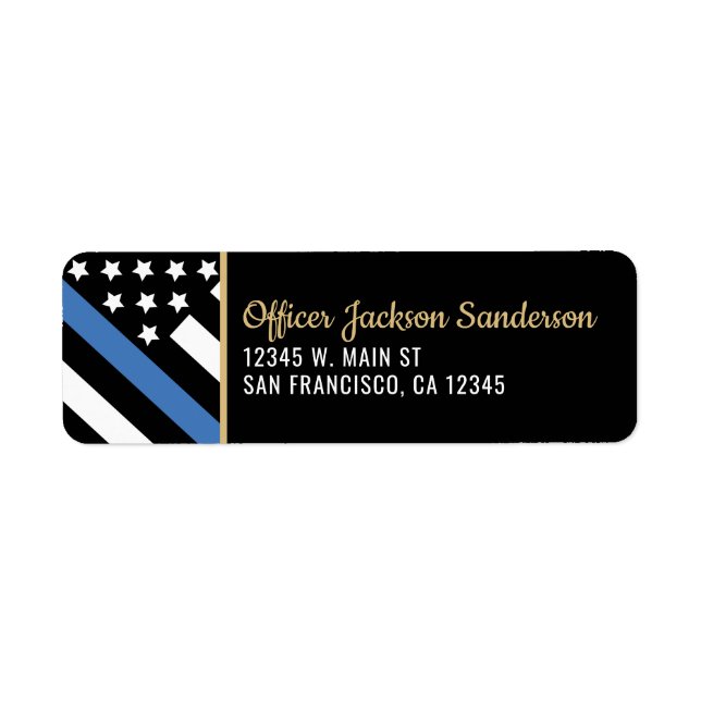 Polisens pensionsfest Thin Blue Line-adress Returadress Etikett (Framsidan)