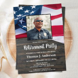 Polisens pensionsfoto amerikanska flaggan Invi Inbjudningar