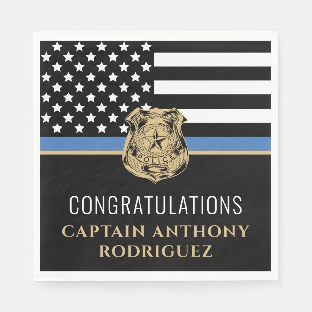 Polisens pensionslagstiftning Tunn blå linje för b Pappersservett (Framsidan)