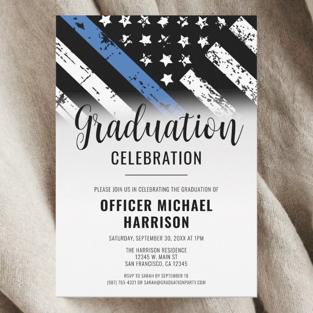 Polisens Studentfest Blue Line Tillsatta lagar Inbjudningar (Police Graduation Party Blue Line Law Enforcement Invitation)