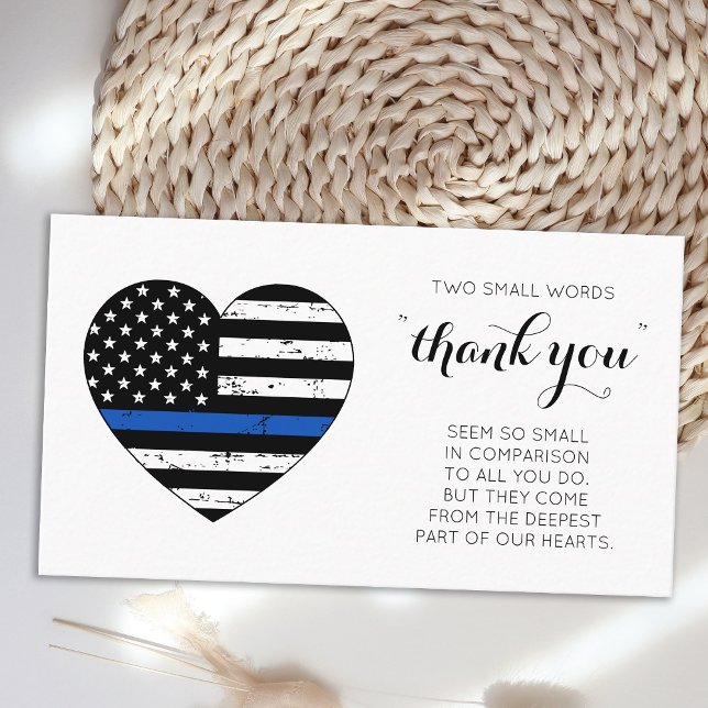 Polisens Tack Thin Blue Line Flagga Heart Visitkort (Skapare uppladdad)