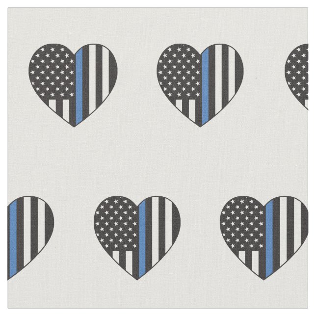 Polisens tunna blå linje Amerikanska Flagga Heart  Tyg (Närbild)