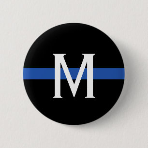 Polisens tunna blå linje Monogram Knapp