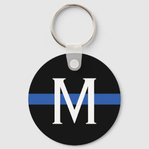 Polisens tunna blå linje Monogram Nyckelring