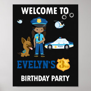Polisens välkomstbricka för party Flickans polisbr Poster