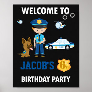 Polisens välkomstskylt party poster polisman