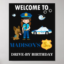 Polisens välkomstskylt, partyets skyltskylt