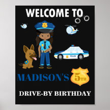 Polisens välkomstskylt, partyets skyltskylt