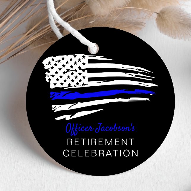Polisfärgen Thin Blue Line Flagga Pension Gåvor Etiketter (Skapare uppladdad)