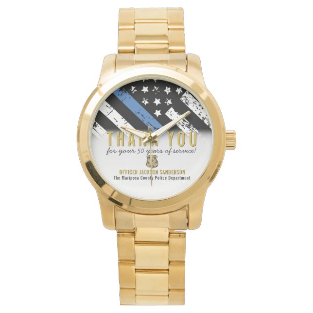 Polisfirandet i Pension - årsjubileum - blått stre Armbandsur (Framsida)