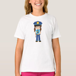 Polisflicka, polis, polis, polis, polis, brun luft t shirt
