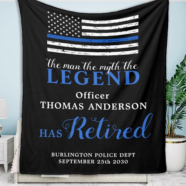 Polisförklaring Thin Blue Line Flagga Pension Fleecefilt (Skapare uppladdad)