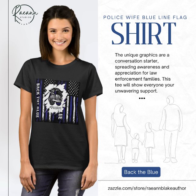 Polisfru Blue Line Flagga T-Shirt (Skapare uppladdad)