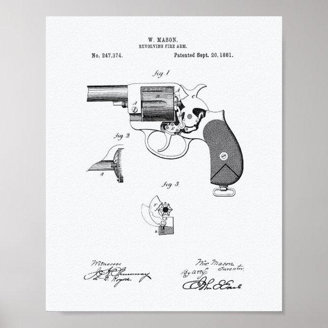 Polisgarnet 1881 Patent Art - Vitbok Papper Poster (Framsidan)