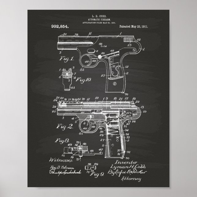 Polisgarnet 1911 Patent Art - Chalkboard Poster (Framsidan)