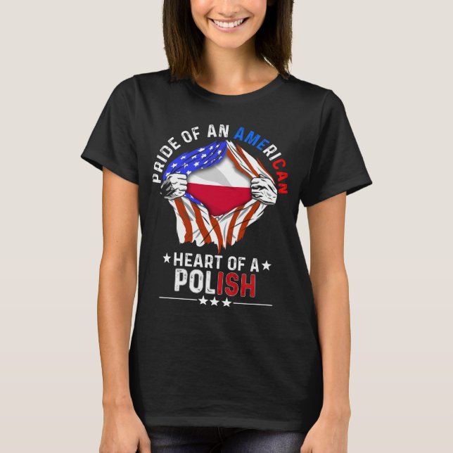 Polish American Foreign Country Poland Flag T Shirt (Framsida)