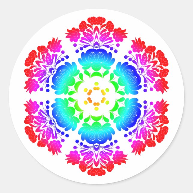 Polish design flowers runt klistermärke (Framsida)