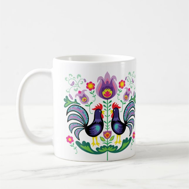 Polish Folk Art Wycinanki Mug Kaffemugg (Vänster)