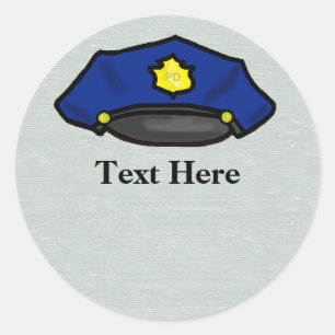 Polishat Cop Cap Stickers Namn bricka Runt Klistermärke