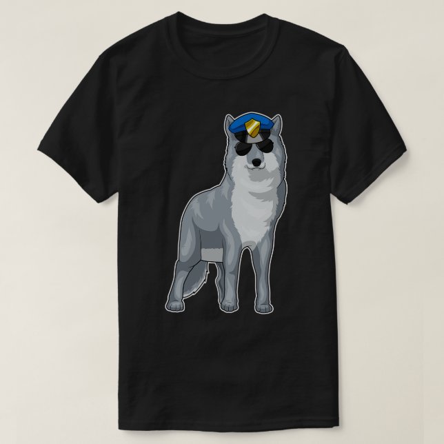 Polishatt för varg polis t shirt (Design framsida)