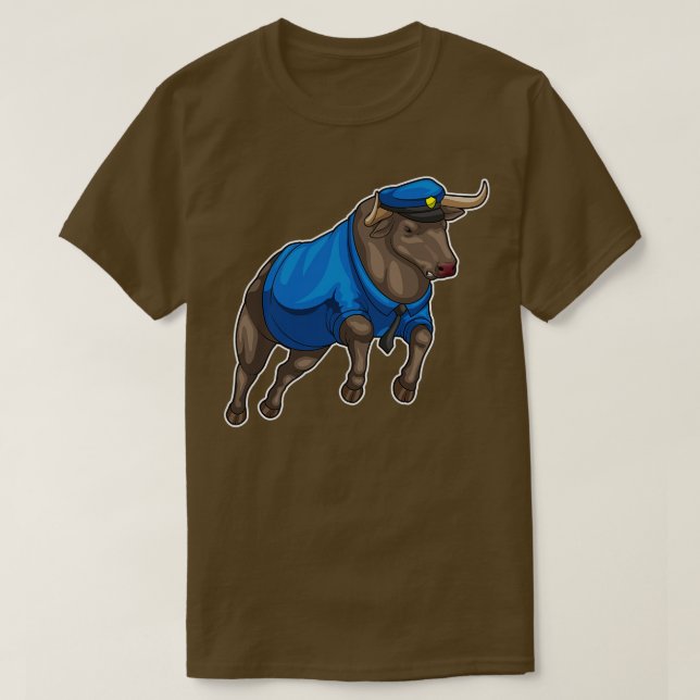 Polishatt vid Bull Police Cop T Shirt (Design framsida)
